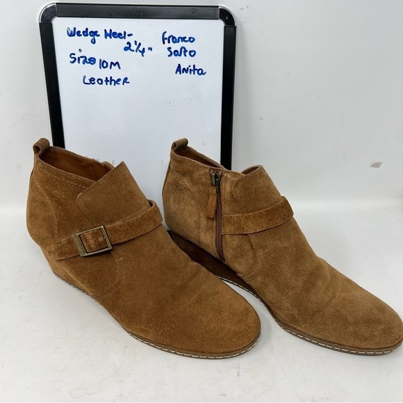 Franco Sarto Anita Women’s Booties Size 10 M Copper Brown Casual Side Zip Buckle - Picture 9 of 14